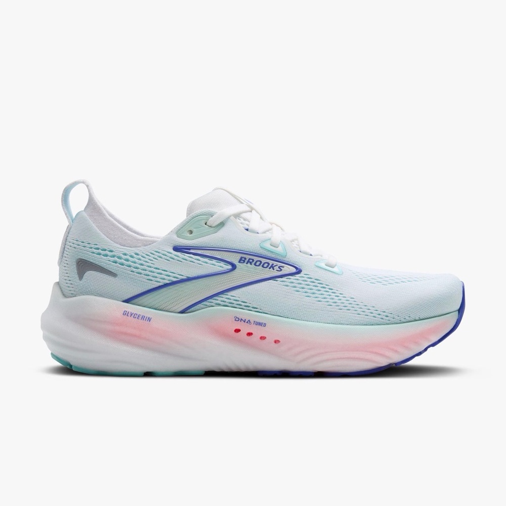 Brooks White and Blue Athletic Sneakers